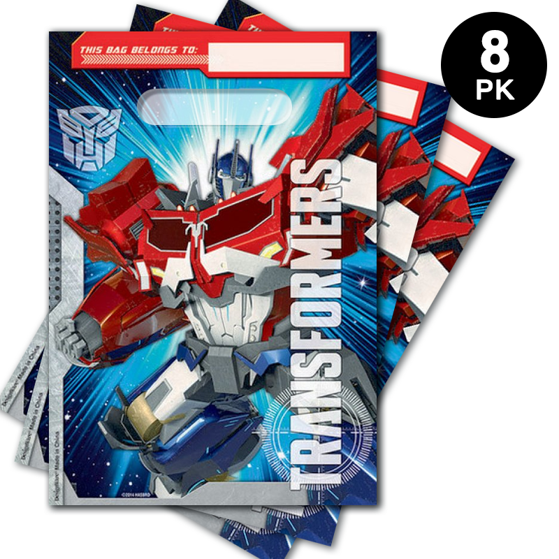 Transformers Core Theme Plastic Gift Loot Bags 8 Pack