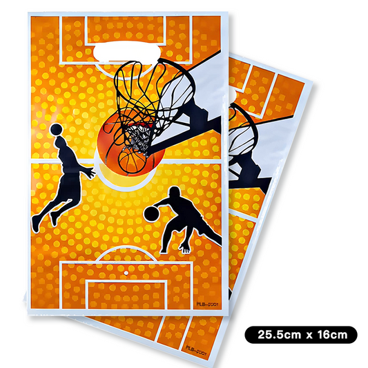 Basketball Theme Gift Loot Bags Plastic 10 Pack