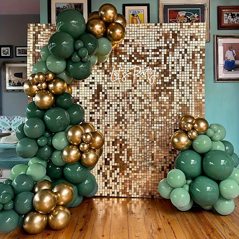 Retro Green Metallic Gold Balloon Garland Kit