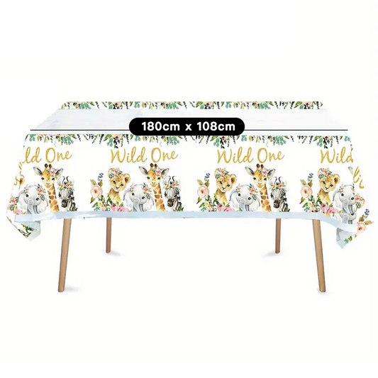 Wild One Jungle Table Cover Tablecloth Plastic 180x108cm