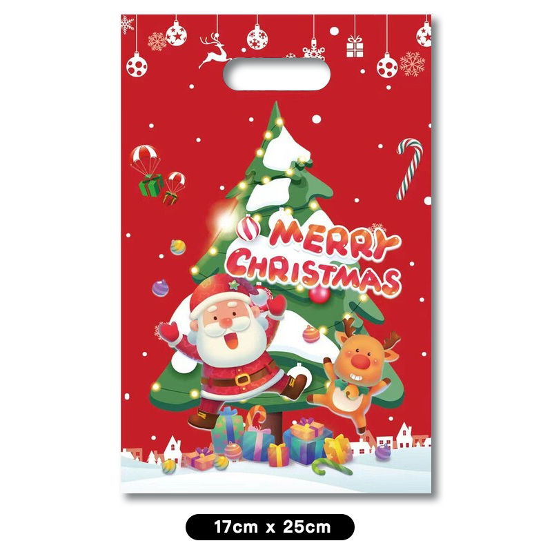 Merry Christmas Plastic Loot Bags 10 Pack