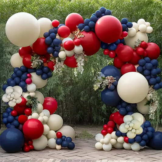 Navy Blue Red Sand White Gold Balloon Garland Kit | Suitable for Superhero Themed Party