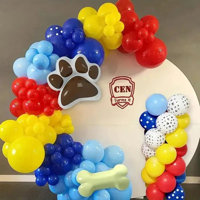 Red Yellow Blue Paw Printed Balloon Garland Kit | Suitable for Pets Puppy Dogs Themed Party