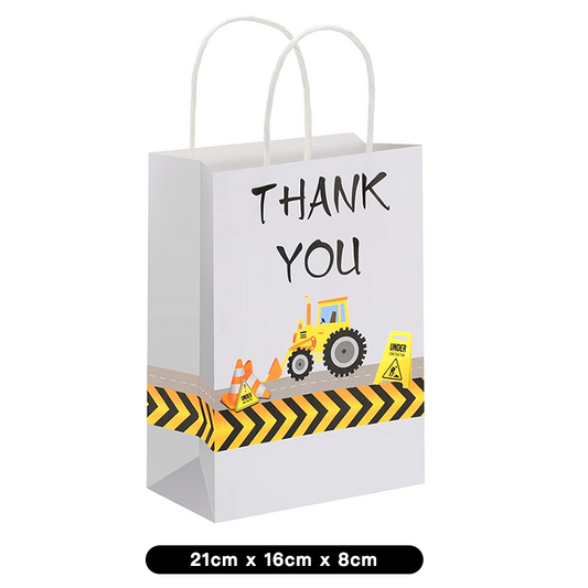 Construction Theme Party Paper Gift Bags 12 Pack