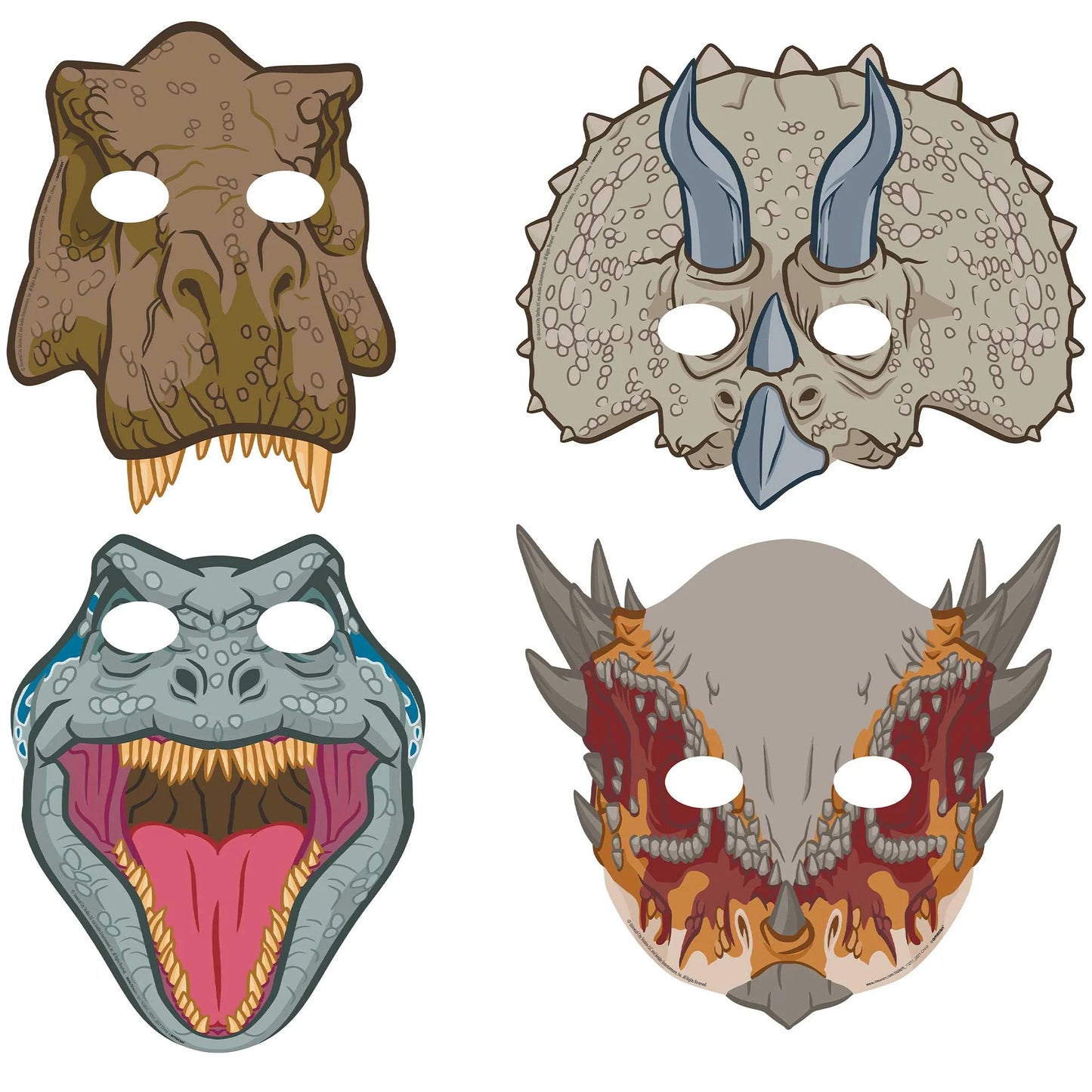 Jurassic World Into the Wild Paper Dinosaur Masks 8 Pack
