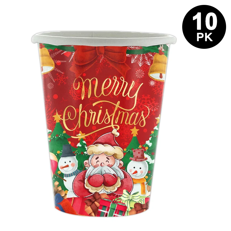 Christmas 266ml Paper Cups 10 Pack