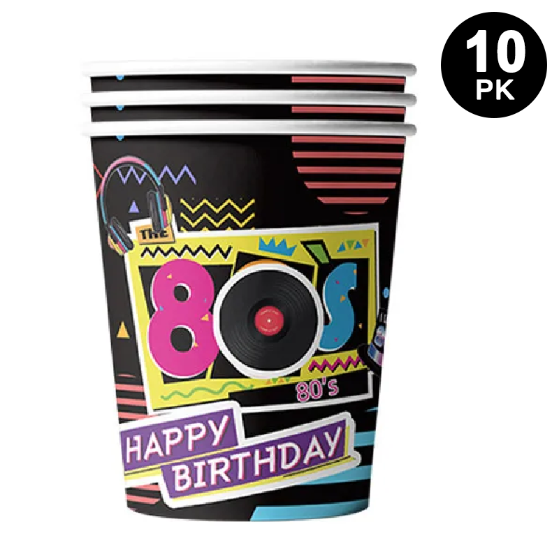 Back to The 80's 266ml 9oz Paper Cups 10 Pack