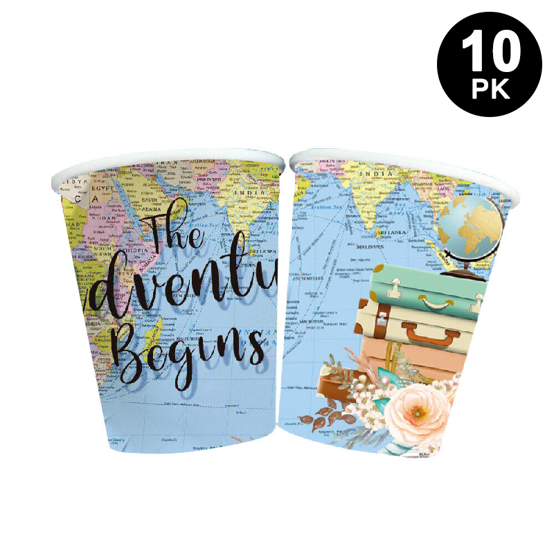 Around the World | The Adventure Begins 266ml Paper Cups 10 Pack