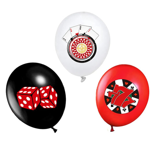 Casino Poker Theme Printed Latex Balloons 18 Pack
