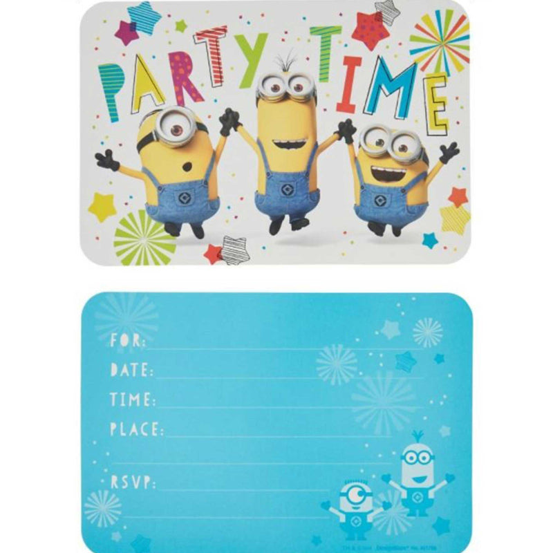 Despicable Me Minions Postcard Invitations 8 Pack with Envelopes Seals Mini Stickers
