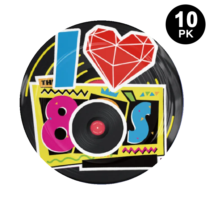 Back to The 80's 18cm Paper Plates Round 10 Pack