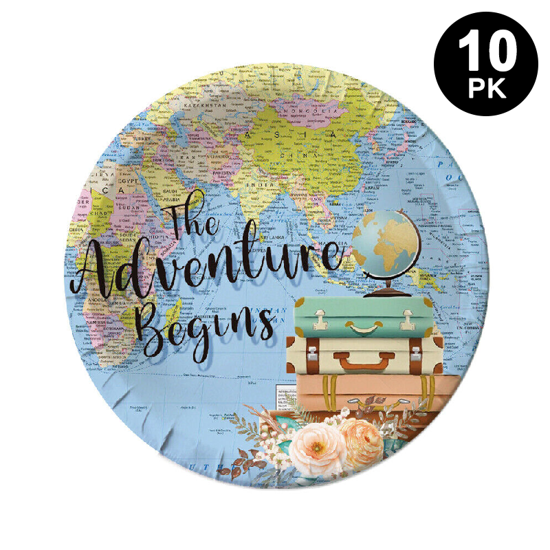 Around the World | The Adventure Begins 18cm Paper Plates Round 10 Pack