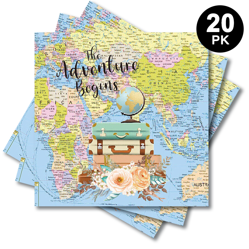 Around the World | The Adventure Begins Luncheon Napkins 20 Pack