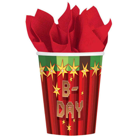 TNT Party Pixel Game 266ml 9oz Paper Cups 8 Pack