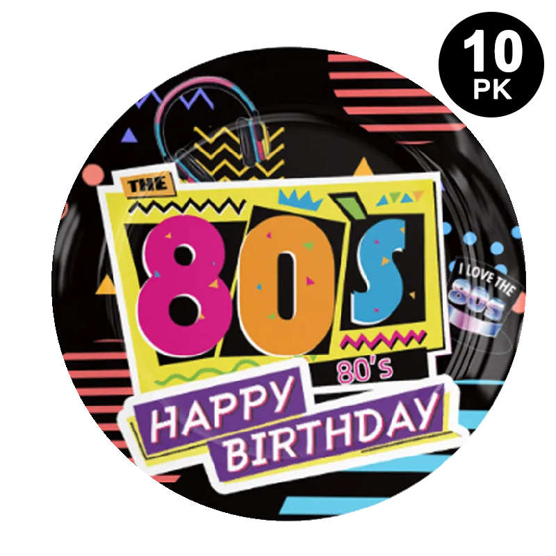 Back to The 80's 23cm Paper Plates Round 10 Pack