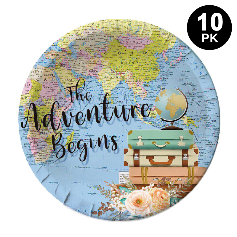 Around the World | The Adventure Begins 23cm Paper Plates Round 10 Pack