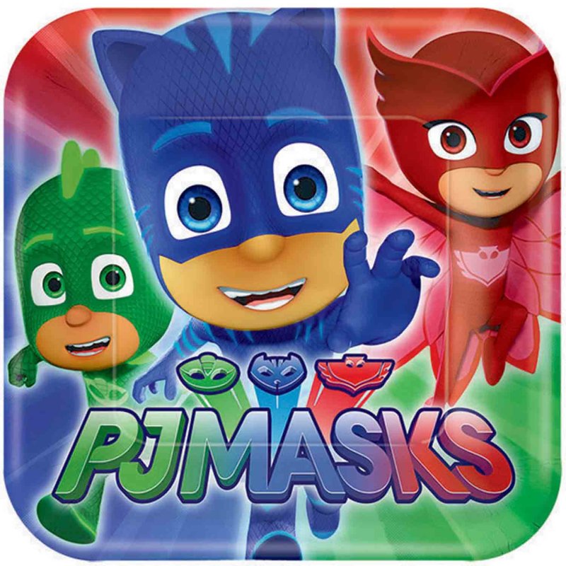 PJ Masks 23cm Square Paper Plates 8 Pack