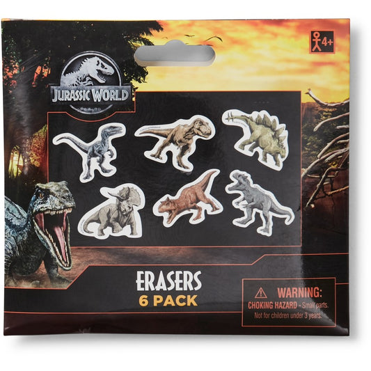 Jurassic Into The Wild Dinosaur Shaped Erasers 6 Pack