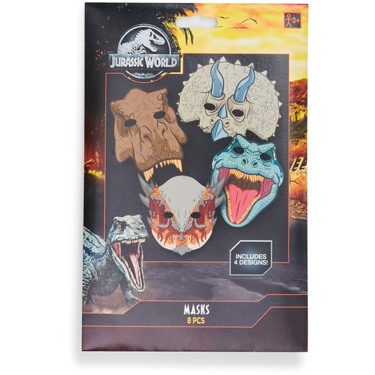 Jurassic World Into the Wild Paper Dinosaur Masks 8 Pack