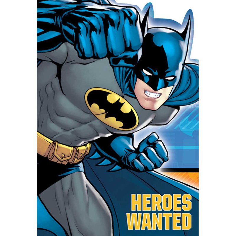 Batman Postcard Invitations 8 Pack with Envelopes Seals Mini Stickers