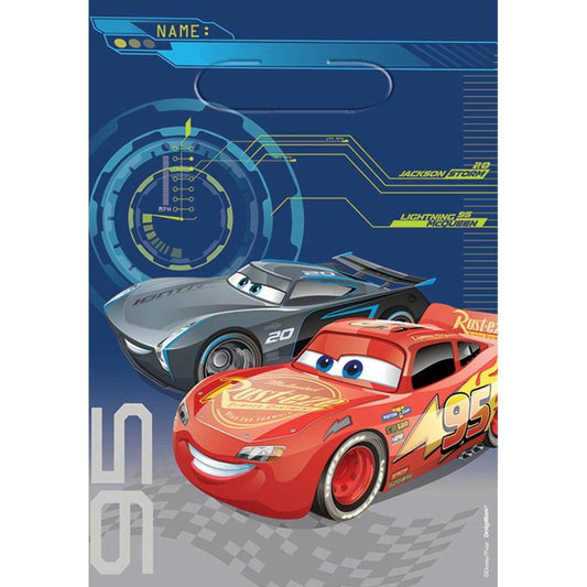 Cars 3 Theme Plastic Gift Loot Bags 8 Pack