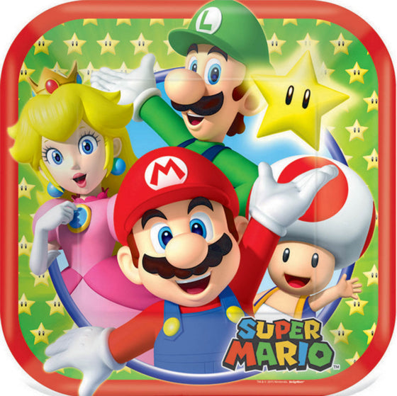 Super Mario Brothers 7 inch Square Paper Plates 8 Pack