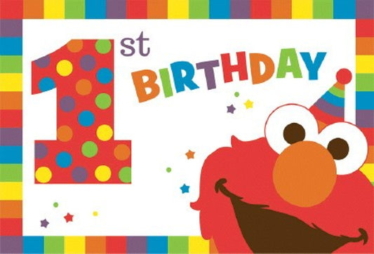 Sesame Street Elmo Turns One Postcard Invitations 8 Pack with Envelopes Seals Stickers