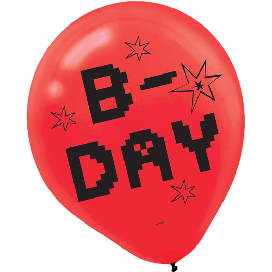 TNT Party! Pixel Game Happy Birthday Latex Balloons 6 Pack