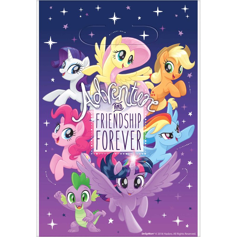 My Little Pony Friendship Adventures Theme Plastic Gift Loot Bags 8 Pack