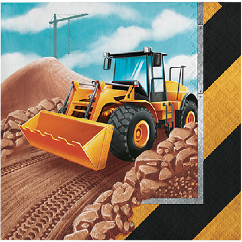 Big Dig Construction Beverage Napkins 16 Pack