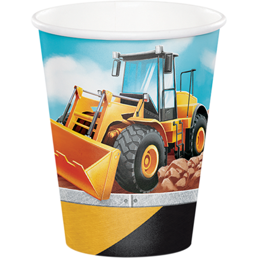 Big Dig Construction 9oz Paper Cups 8 Pack