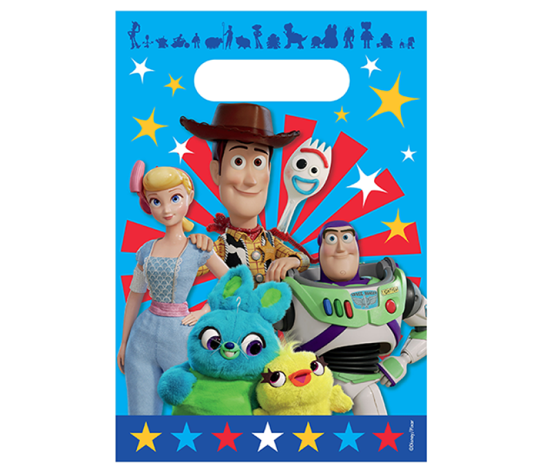 Toy Story 4 Theme Gift Loot Bags Plastic 8 Pack