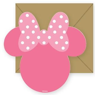 Minnie Mouse Postcard Invitations 8 Pack with Envelopes