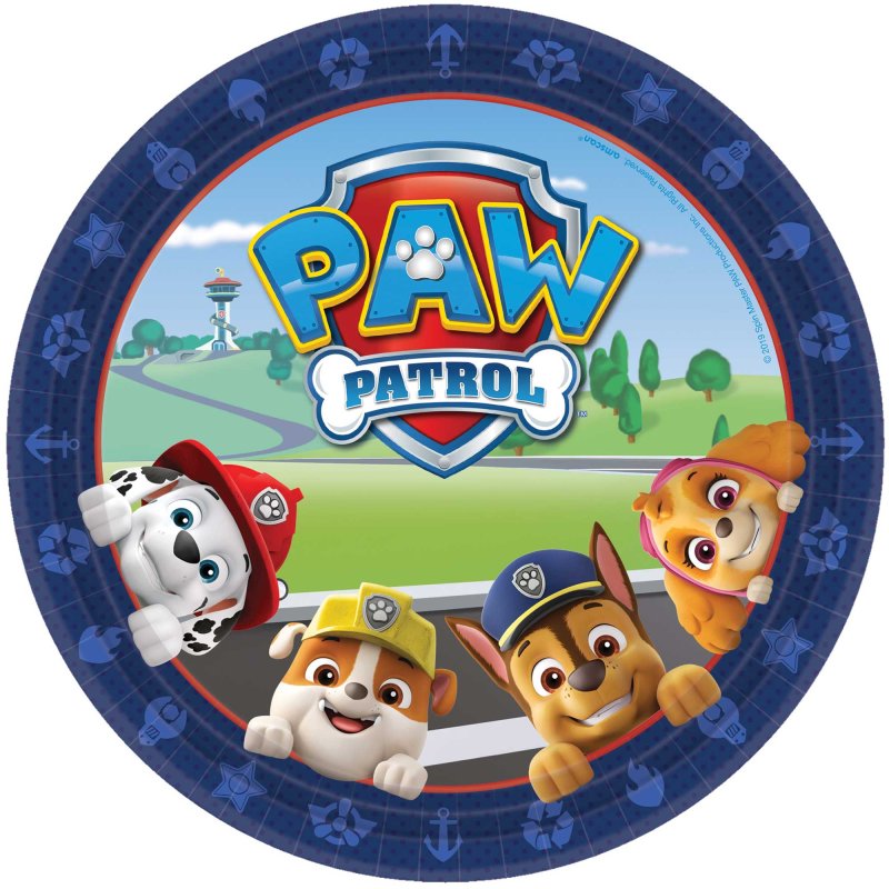 Paw Patrol 23cm 9 inch Round Paper Plates 8 Pack