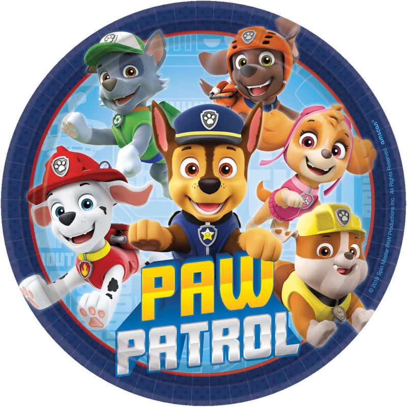 Paw Patrol 17cm 7 inch Round Paper Plates 8 Pack