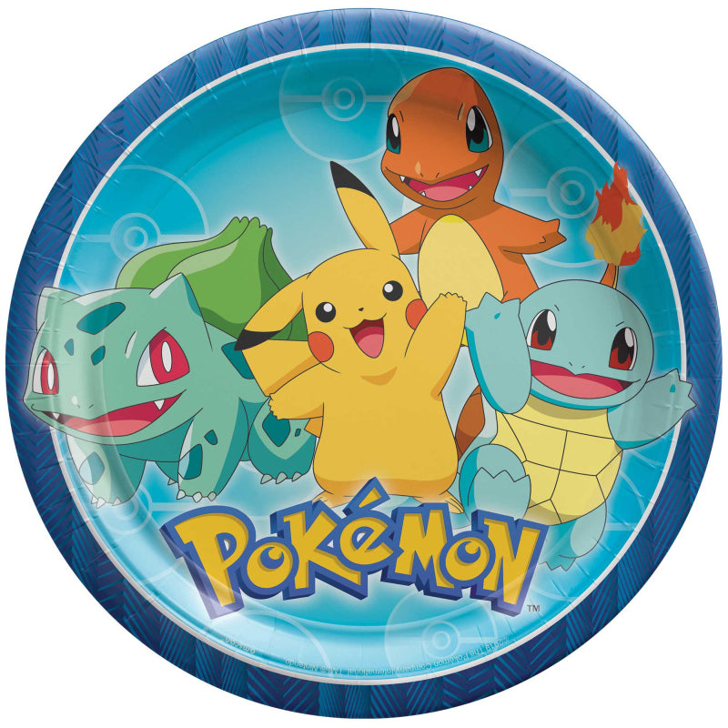 Pokemon Classic 9 inch Round Paper Plates 8 Pack NPC