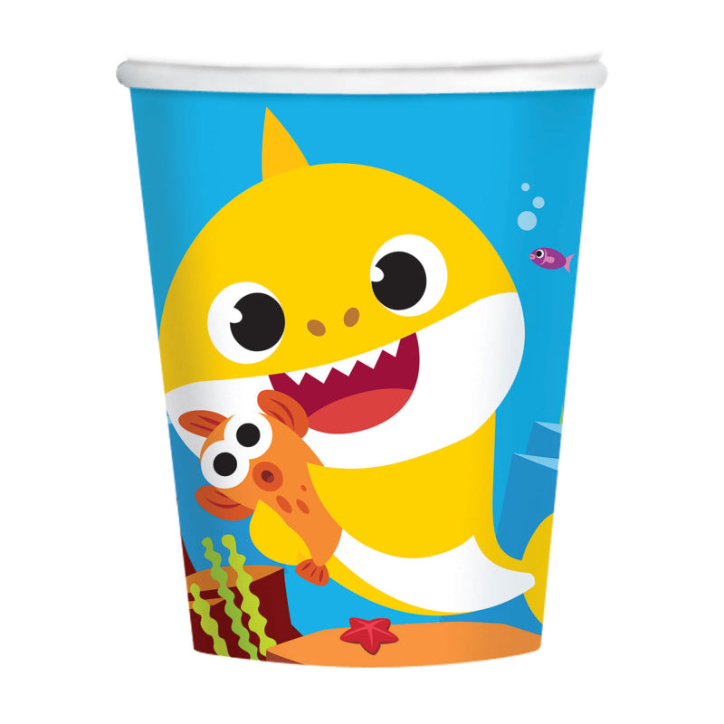 Baby Shark 266ml 9oz Paper Cups 8 Pack