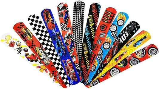 Racing Car Theme Slap Band Bracelet 12 Pack
