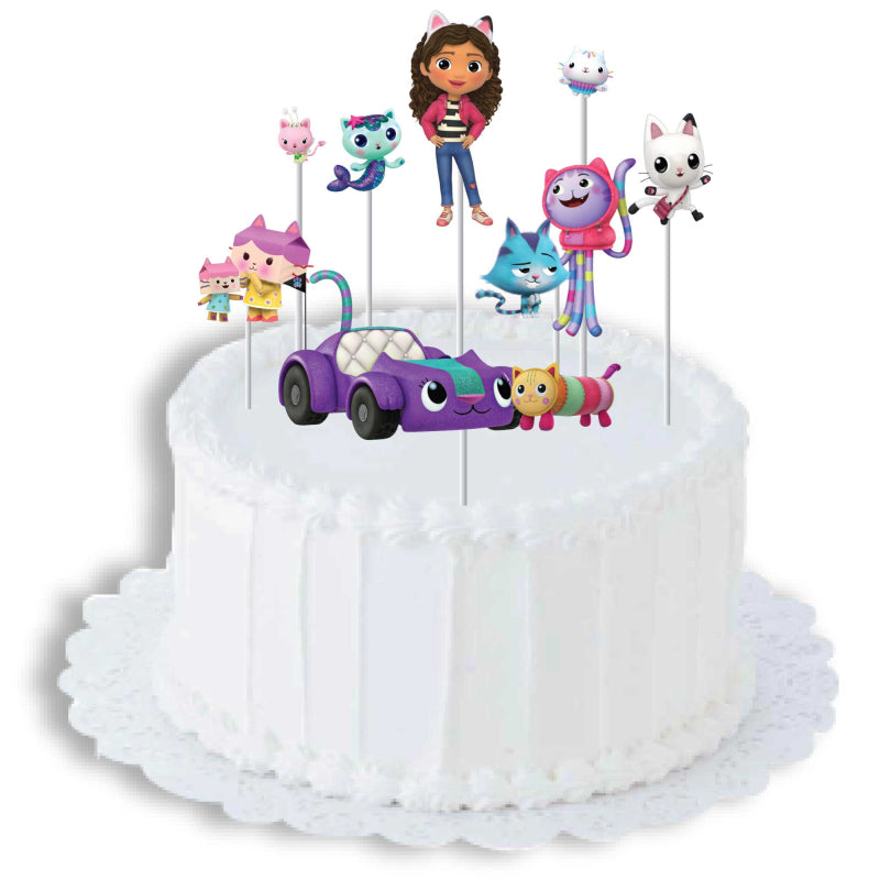 Gabby's Dollhouse Birthday Cake Topper Kit 8 Pack