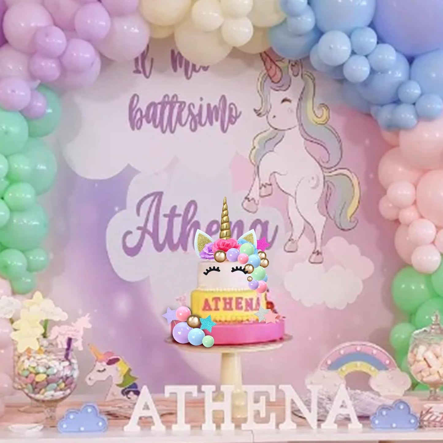 38ps Unicorn Theme Birthday Cake Topper Decorating Set
