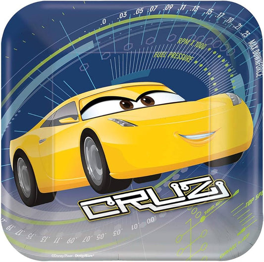 Disney Cars 3 7inch Square Plates 8 Pack