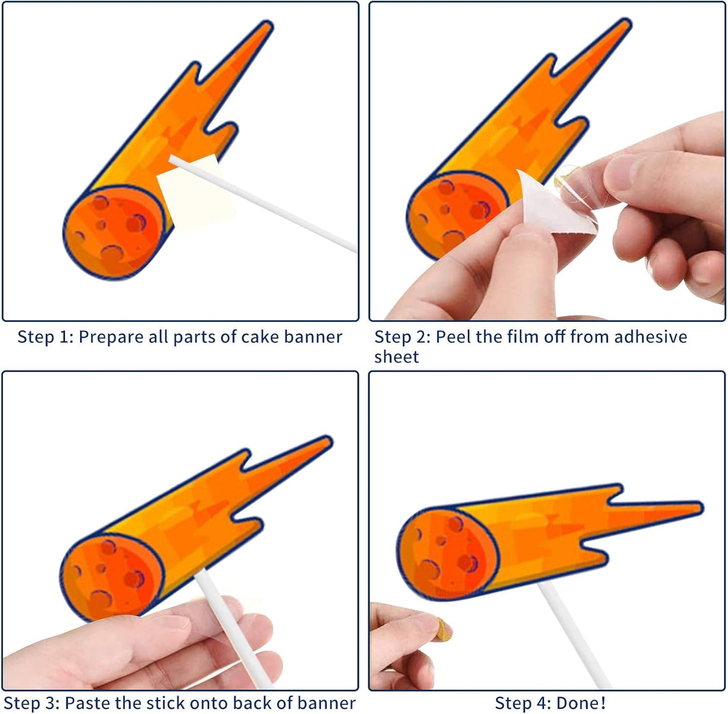 Outer Space Astronaut Rocket Theme Birthday Cake Cupcake Toppers (Pack of 11)
