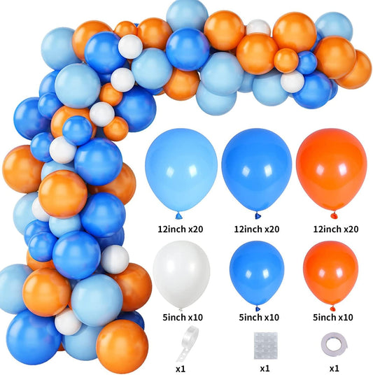 Orange Blue White Balloon Garland Arch Kit | Suitable for Blippi Themed Party