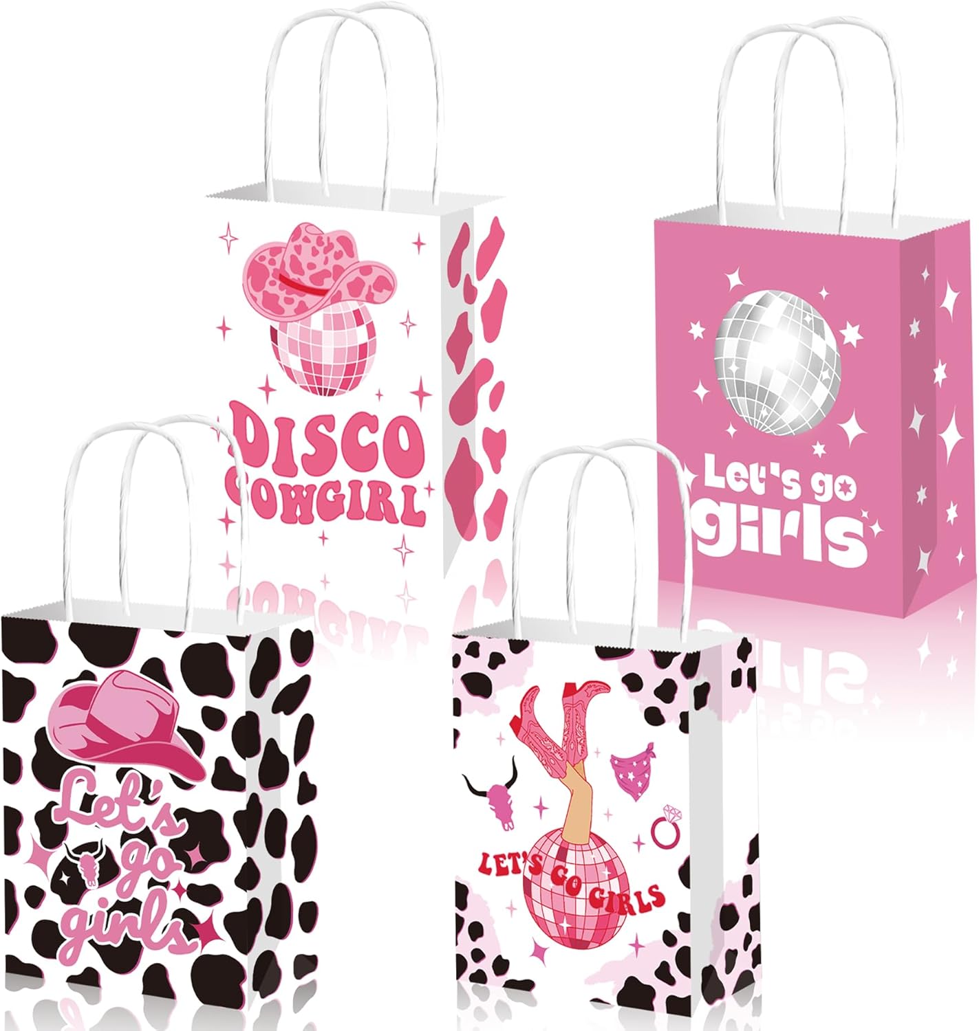 Disco CowGirl Paper Gift Bags with Handles (Pack of 12)