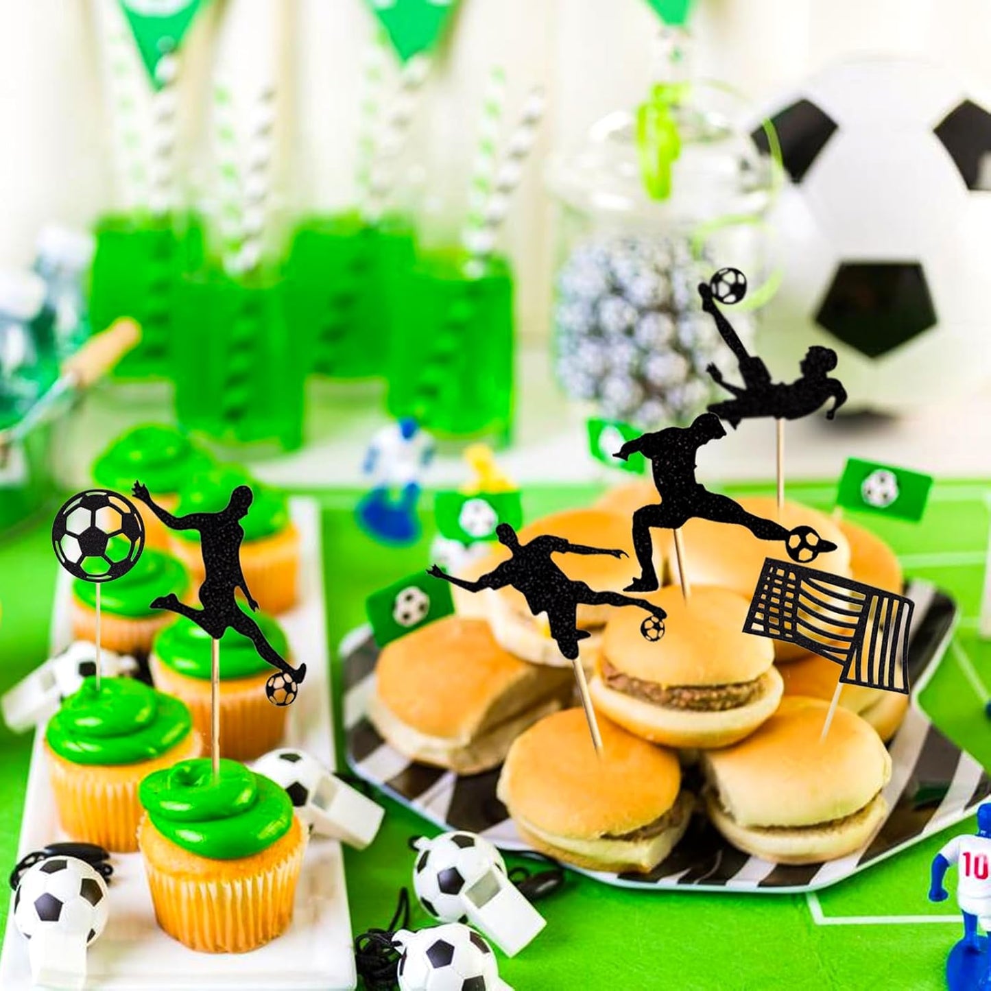 Soccer Player Cutout Cupcake Toppers 12 Pack