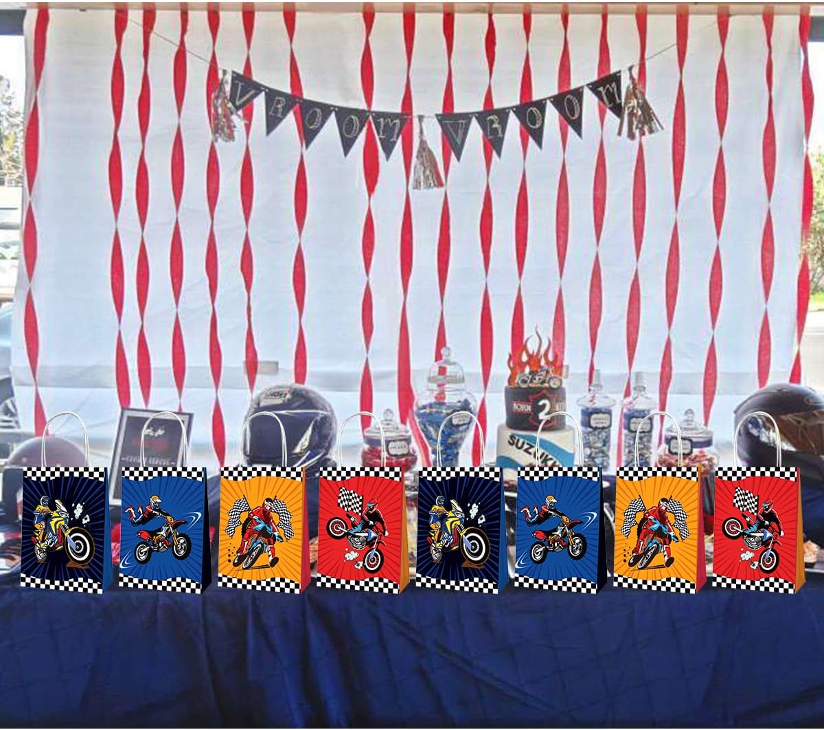 Motorcycle Paper Gift Bags with Handles 12 Pack