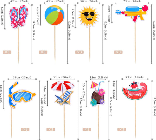 Summer Beach Cupcake Toppers 24 Pack