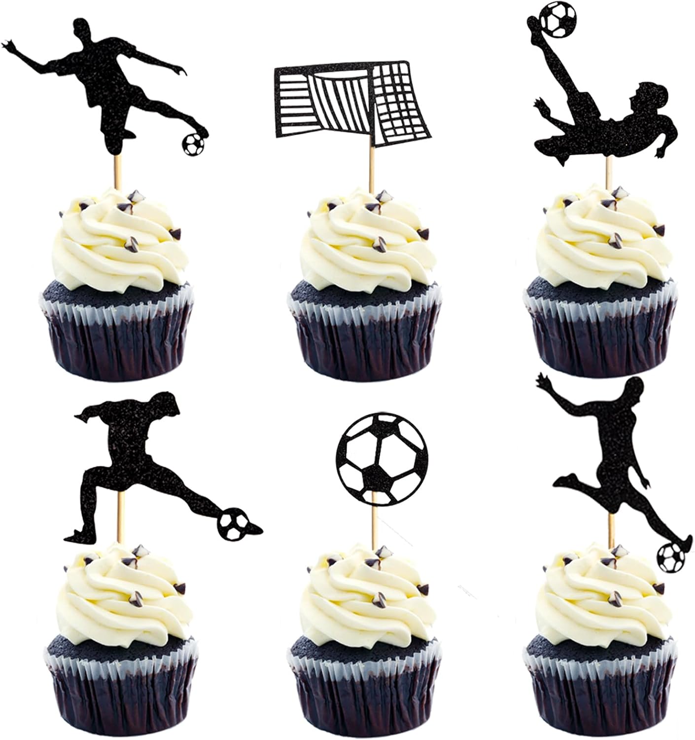 Soccer Player Cutout Cupcake Toppers 12 Pack