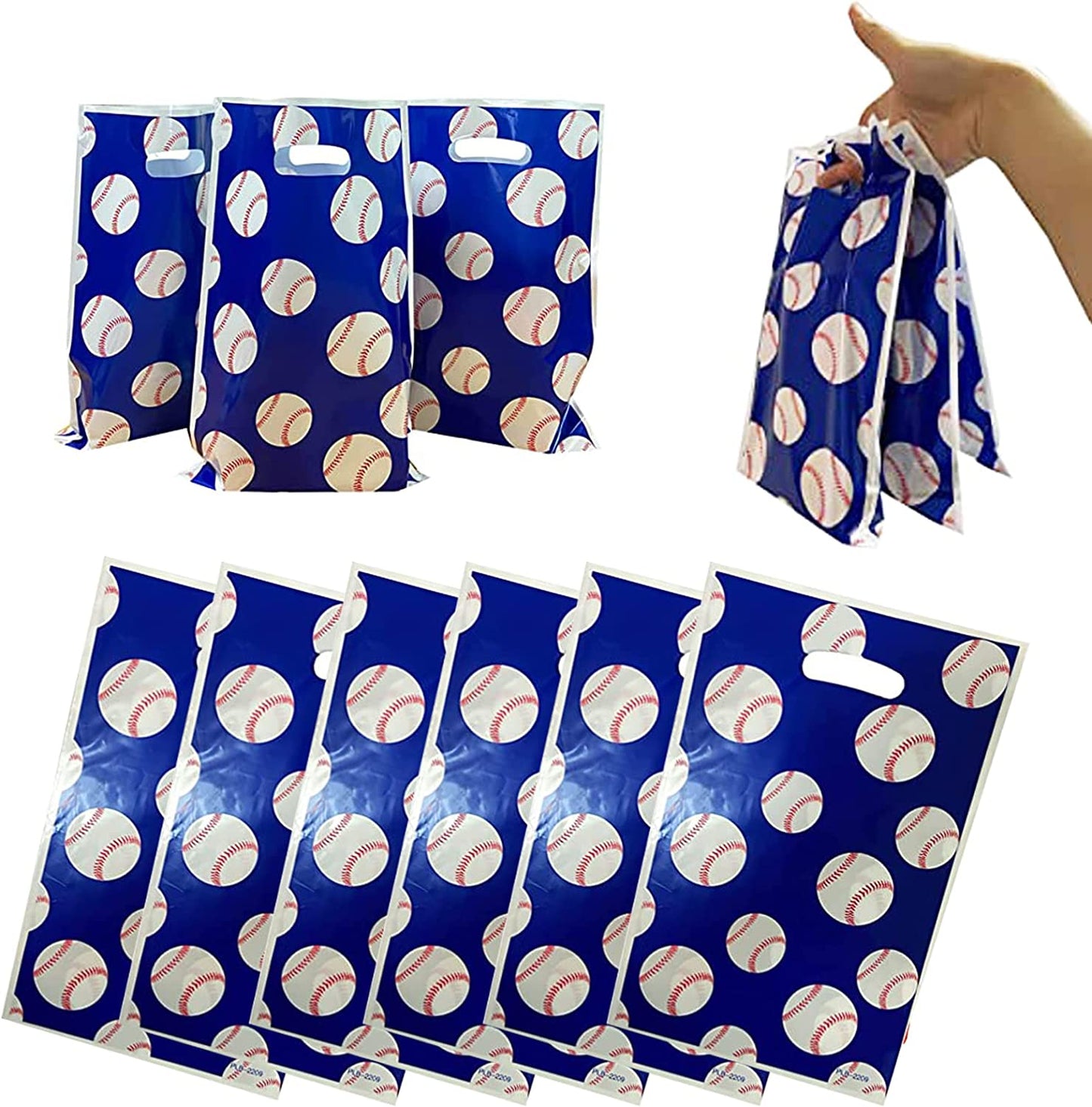 Baseball Theme Gift Loot Bags Plastic 10 Pack