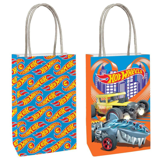 Hot Wheels Theme Paper Kraft Gift Bags with Handle 8 Pack